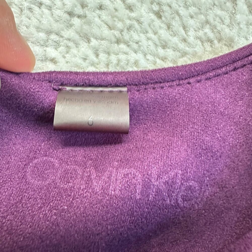 Calvin Klein Plum Purple Faux Suede Fit and Flare Dress Zipper Accent sz 6 - Picture 3 of 6